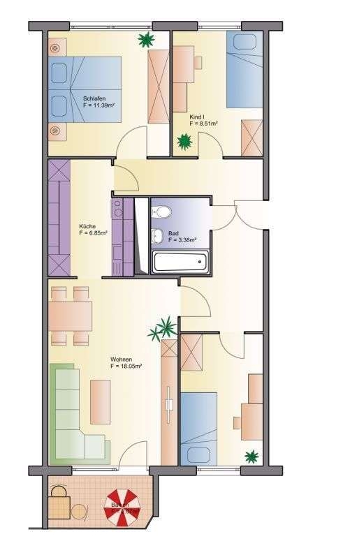 Schöne helle 4-Raum Wohnung mit Balkon & Badewanne in Chemnitz